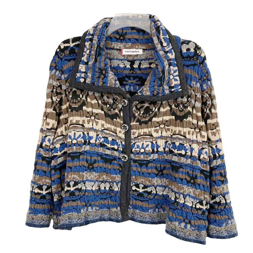 Aldo Martins Cardigan Size 10 Wool Cotton Cashmere Blend Multicolor